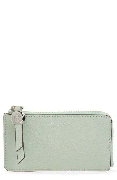 Tory Burch Romy Leather Zip Card Case In Green