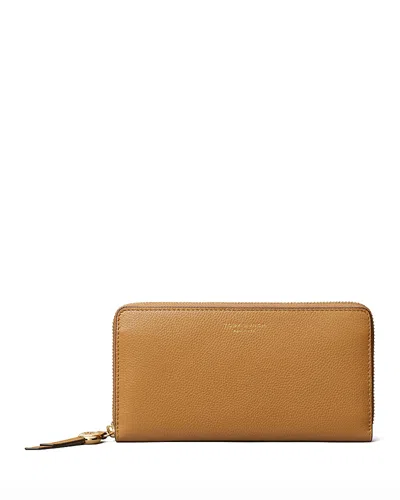 Tory Burch Romy Leather Zip Continental Wallet In Brown