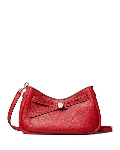 Tory Burch Romy Leather Zip Top Crossbody In Red