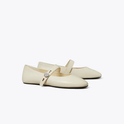 Tory Burch Romy Mary Jane Buckle Strap Ballet Flats In Neutral