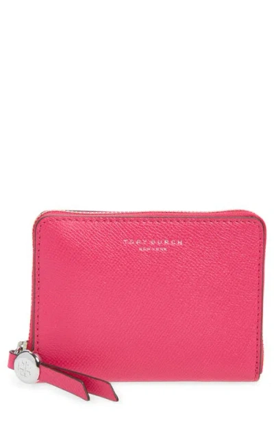 Tory Burch Romy Medium Leather Zip Wallet In Pink