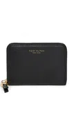 Tory Burch Romy Medium Zip Around Wallet Black In Black