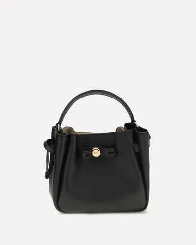 Tory Burch Black Calf Leather Bos Taurus Shoulder Bag In Orange
