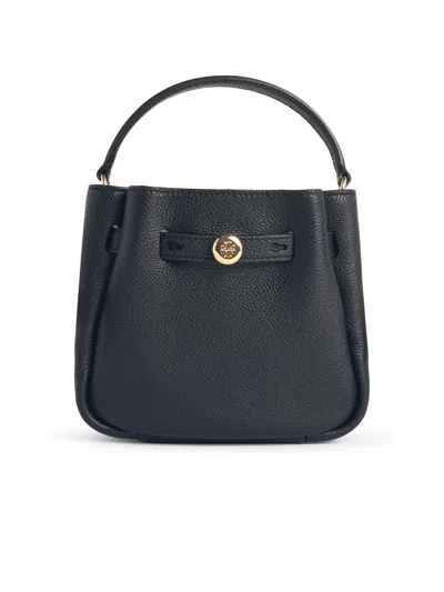 Tory Burch 'romy' Mini Bucket Bag In Black Lear