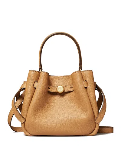 Tory Burch Romy Mini Leather Bucket Bag In Brown