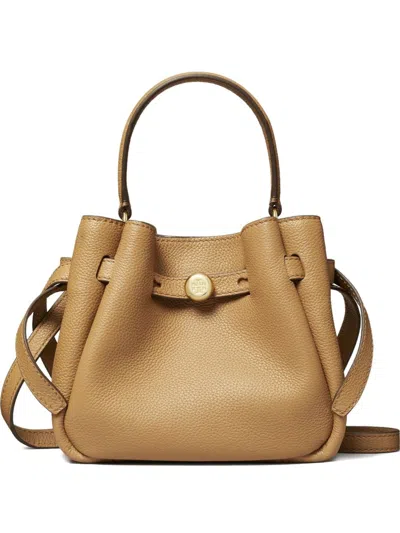 Tory Burch Romy Mini Leather Bucket Bag In Brown