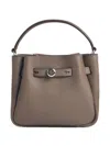 Tory Burch Romy Mini Leather Bucket Bag In Gray