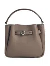 Tory Burch Romy Mini Leather Bucket Bag In Gray