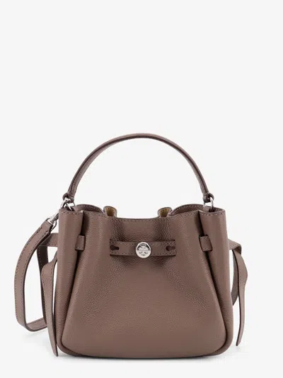 Tory Burch Romy Mini Leather Crossbody Bag In Sand