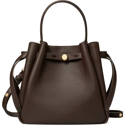 Tory Burch Romy Pebble Leather Bucket Bag In Brown