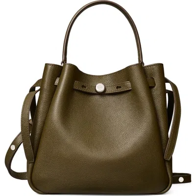 Tory Burch Romy Pebble Leather Bucket Bag In Green
