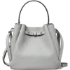 Tory Burch Romy Pebble Leather Bucket Bag In Light Granite