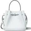 Tory Burch Romy Pebble Leather Bucket Bag In White