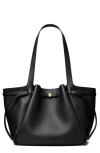 Tory Burch Romy Pebble Leather Tote In Black
