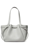 Tory Burch Romy Pebble Leather Tote In Light Granite