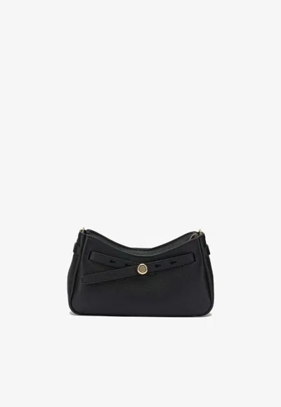 Tory Burch Romy Pebbled Leather Crossbody Bag In Black