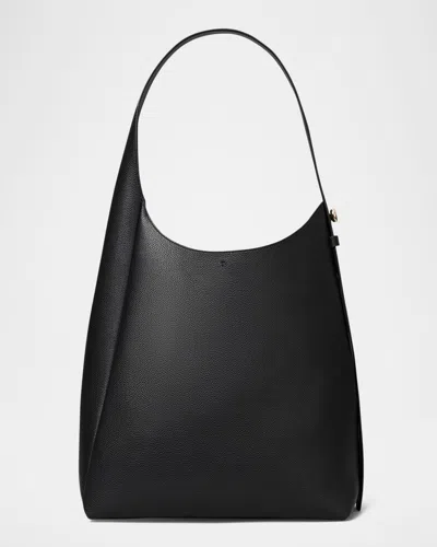 Tory Burch Romy Pebbled Leather Hobo Bag In Black