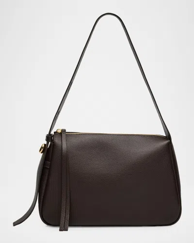 Tory Burch Romy Pebbled Leather Shoulder Bag In Black