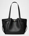 Tory Burch Romy Pebbled Leather Tote Bag In Black