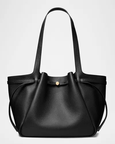 Tory Burch Romy Pebbled Leather Tote Bag In Black