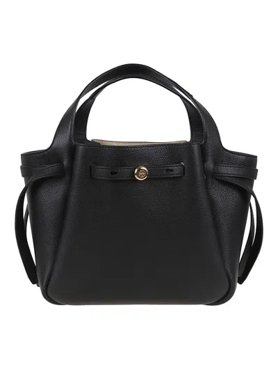 Tory Burch Romy Pebbled Satchel In Black