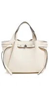 Tory Burch Romy Pebbled Satchel Light Cream In Light Cream