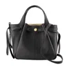 Tory Burch Romy Pebbled Satchel Purse In Black
