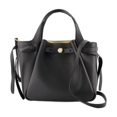 Tory Burch Romy Pebbled Satchel Purse In Black