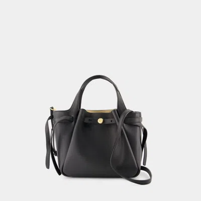 Tory Burch Romy Pebbled Satchel Purse In Black