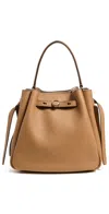 Tory Burch Romy Pebbled Small Bucket Bag Tiramisu In Tiramisu