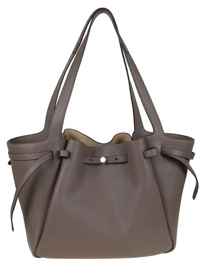 Tory Burch Romy Pebbled Tote In Brown