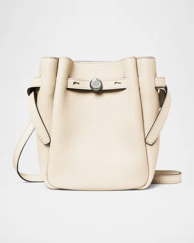 Tory Burch Romy Pebble Leather Phone Crossbody Bag In Light Cream