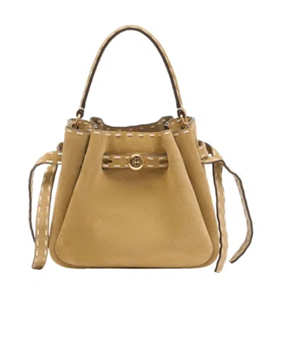 Tory Burch Beige Romy Mini Bucket Bag In Brown