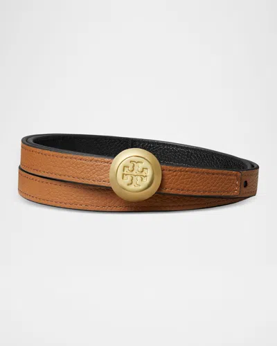 Tory Burch Romy Reversible Leather Belt In Brown