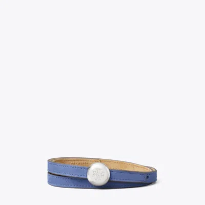 Tory Burch Romy Reversible Suede Belt In Blue