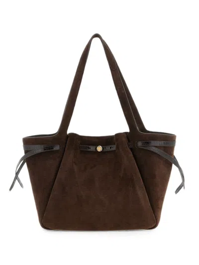 Tory Burch Romy Tote Bag Contrast Trim Crocodile In Brown