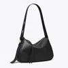 Tory Burch Romy Black Shoulder Bag With Adjustable Shoulder Strap In Grained Leather Woman In Black