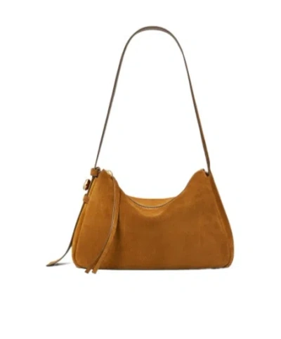 Tory Burch Suede Leather Shoulder Bag With Adjustable Strap In Brown