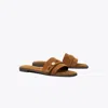 Tory Burch Romy Strap Button Slide In Brown
