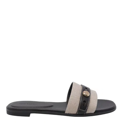 Tory Burch Romy Round-toe Slides In Black