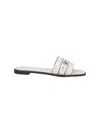 Tory Burch Sandals Open Toe Flat Sole Decorative Buckle In White
