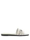 Tory Burch Sandals Open Toe Flat Sole Decorative Buckle In White
