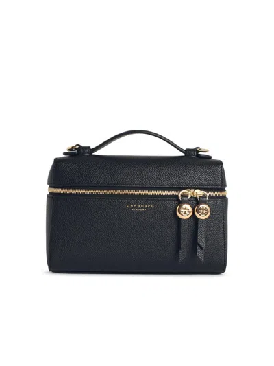 TORY BURCH TORY BURCH 'ROMY SLIM MINI' BAG WITH BLACK LEATHER TOP HANDLE