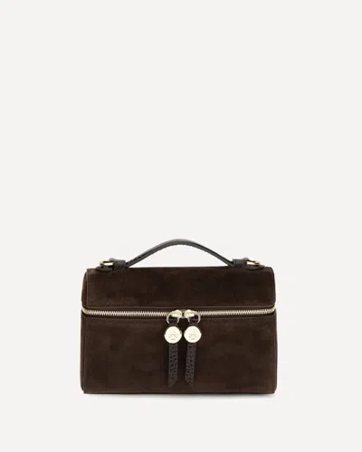 Tory Burch Romy Slim Suede Top Handle Bag In Brown