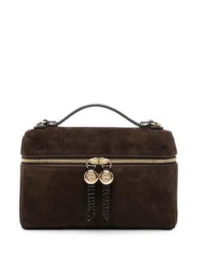 Tory Burch Romy Slim Suede Tote Bag With Handle In Brown