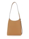Tory Burch Romy Smal Beige Shoulder Bag With Adjustable Strap In Hammered Leather Woman In Sand
