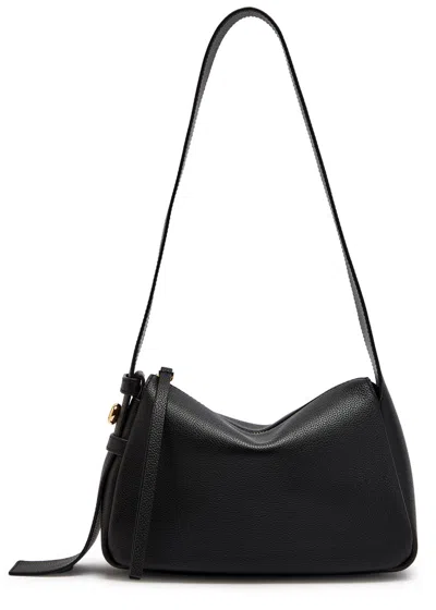 Tory Burch Romy Small Leather Grained Leather Shoulder Bag In Black
