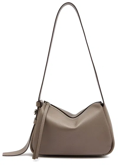 Tory Burch Romy Small Leather Grained Leather Shoulder Bag In Gray