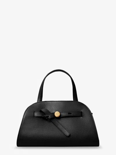 Tory Burch Romy Small Leather Satchel Bag With Shoulder Strap In Black