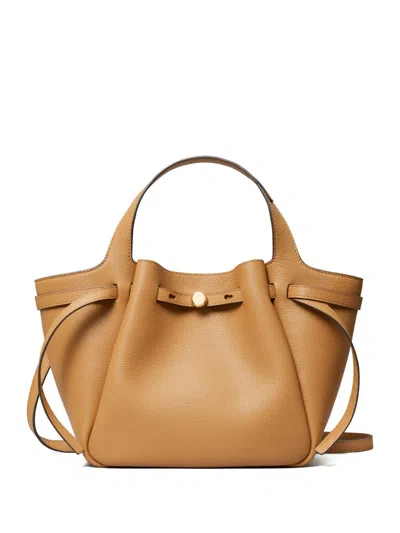 Tory Burch Romy Small Leather Tote In Brown